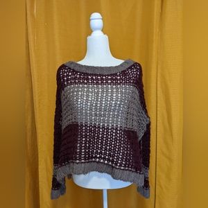 Free People chunky knit purple and gray sweater